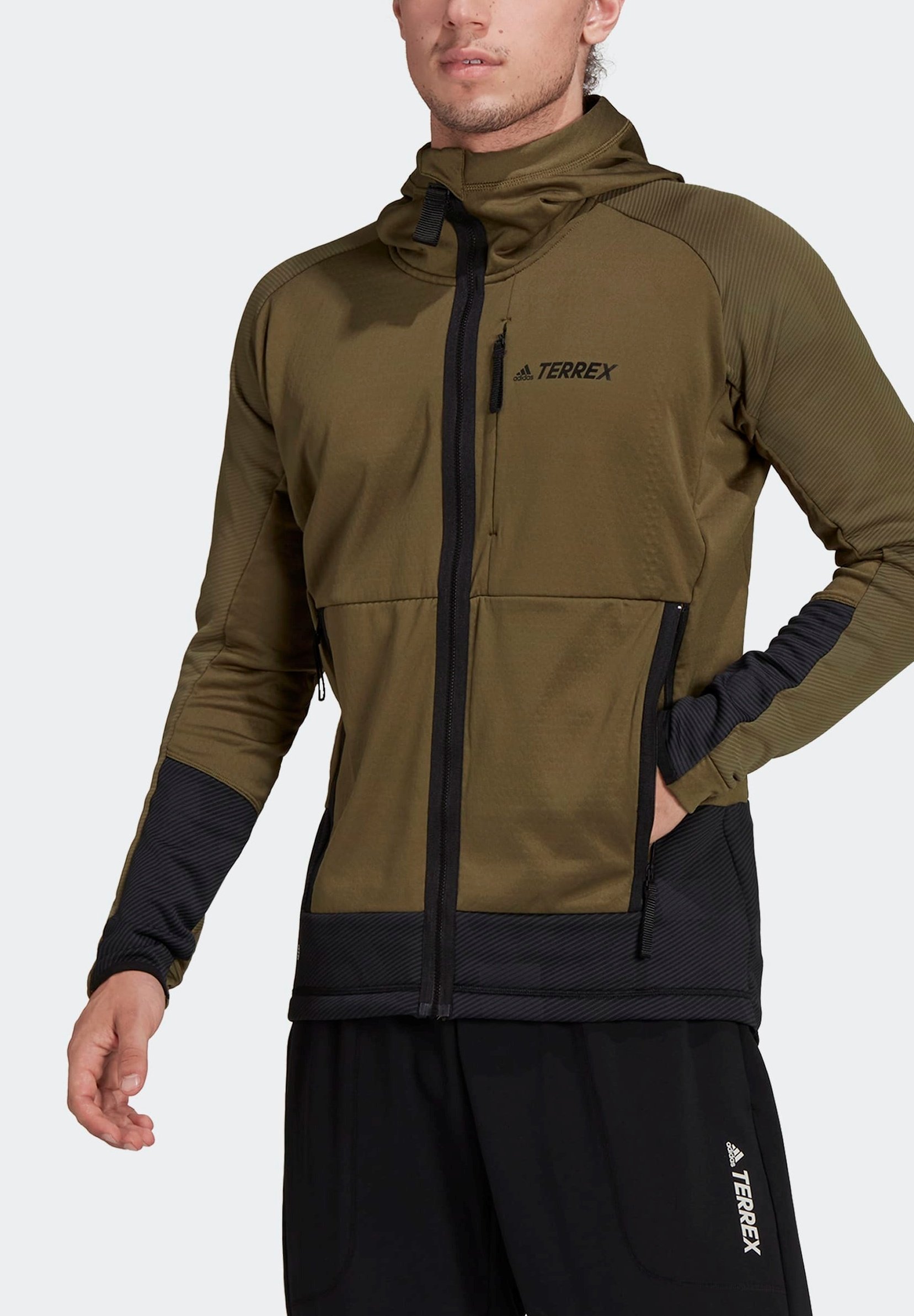 Adidas Terrex Tech Flooce Hooded Hiking Fleece Jacket Men - Green S