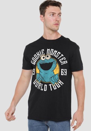 SESAME STREET COOKIE MONSTER WORLD TOUR - Print T-shirt - black