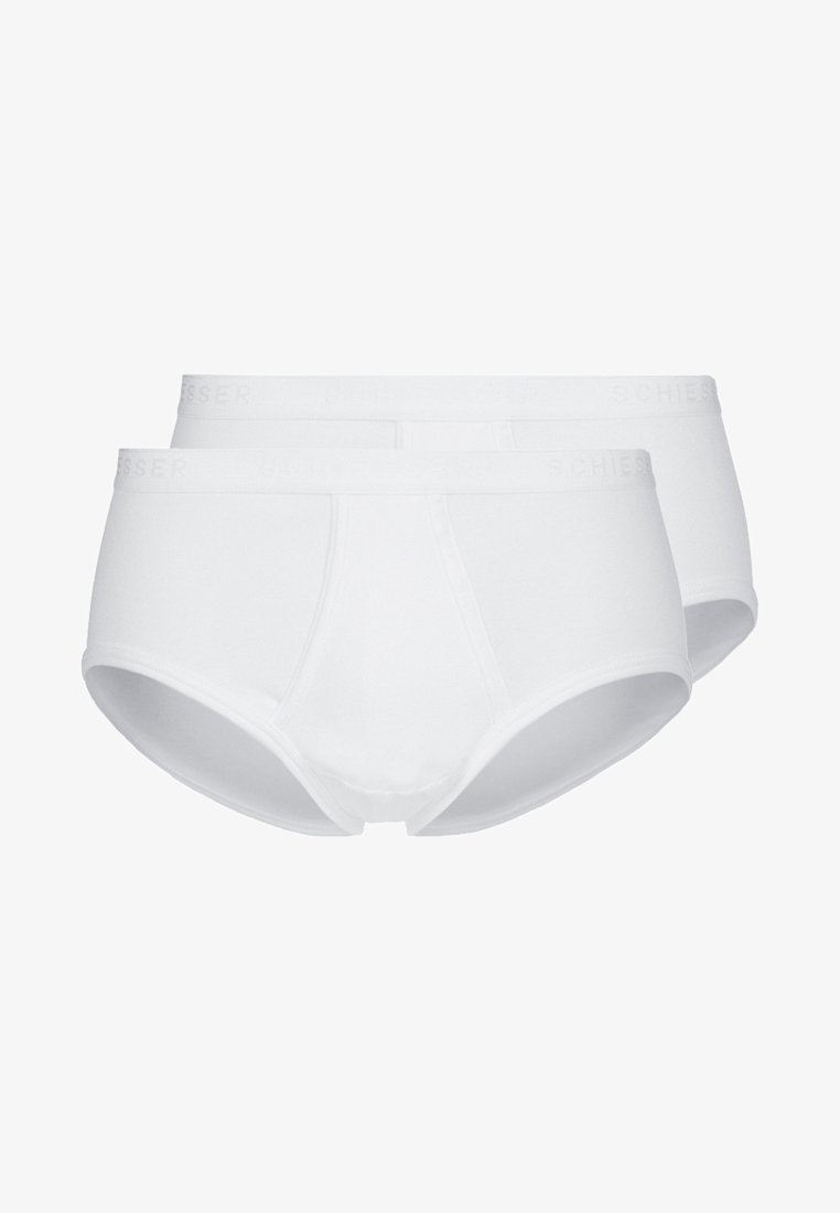Weiße Baumwollunterhosen im Doppelpack, mit glatter Textur, elastischem Bund mit Branding und klassischem, mittelhohem Design.