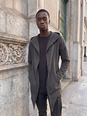 Urban Classics LONG HOODED OPEN EDGE CARDIGAN - Lukuga pusa - charcoal