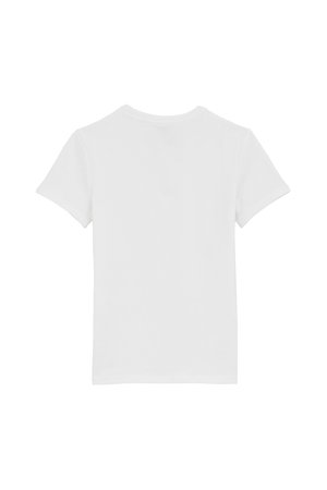 Camiseta de manga corta blanca, hecha de algodón suave, con cuello redondo y un diseño liso sin patrones ni detalles adicionales.