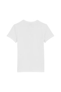 Fehér, rövid ujjú póló sima pamutból, kerek nyakkivágással és sima, mintázat nélküli dizájnnal.