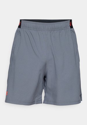 Pantalones cortos deportivos grises con una cintura elástica en negro. Presentan un pequeño logo rojo en la pierna izquierda y una tela suave y texturizada.