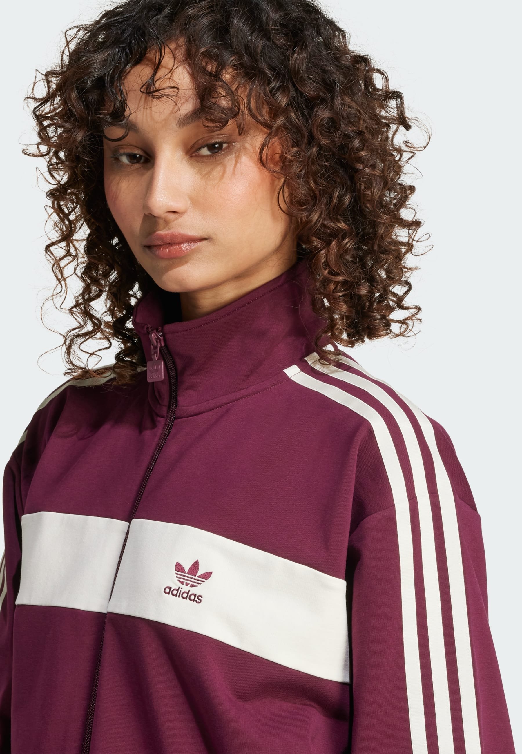 売れ筋商品|||アディダスオリジナルス パーカー・スウェットシャツ レディース アウター BLOCKED - Zip-up sweatshirt - maroon cream white adidas Originals BLOCKED - Zip-up sweatshirt - maroon cream