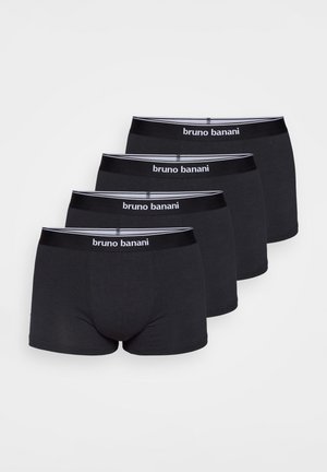 Bóxer negro de algodón, con una cinturilla suave con la marca "bruno banani" y un diseño sencillo sin patrones. Paquete de cuatro.