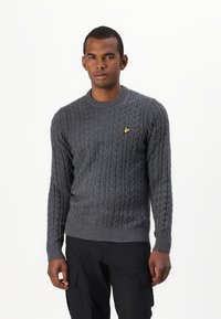 Lyle & Scott CABLE CREW NECK  - Stickad tröja - jet black marl