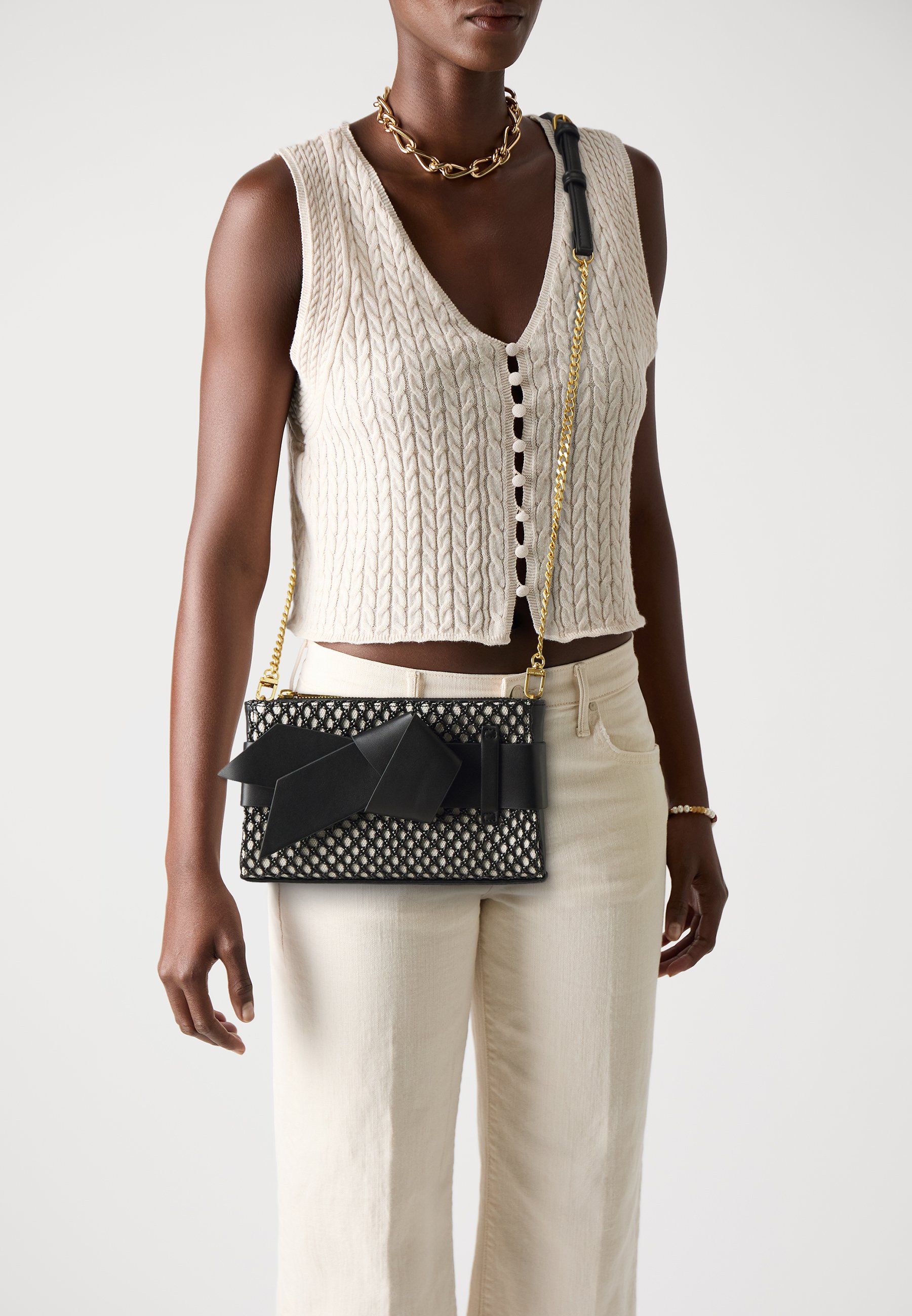 Chain Ted Baker Black Bag With Gold Bow Ted Baker Black Bag Gold