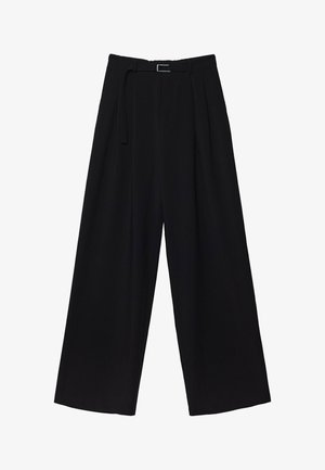 Stradivarius WIDE-LEG WITH BUCKLE DETAIL - Tygbyxor - black