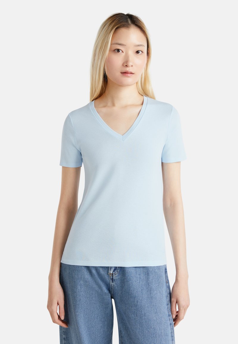 T-shirt Manches Courtes United Colors Of Benetton Pour Fille - Col Rond, 96% Coton, 4% élasthanne, Motif Boutons Cœur