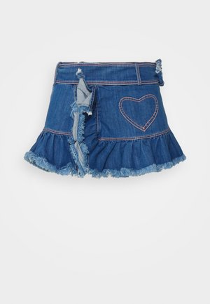 REAMEREI FRINGED MINI UNISEX - Jupe en jean - blue denim