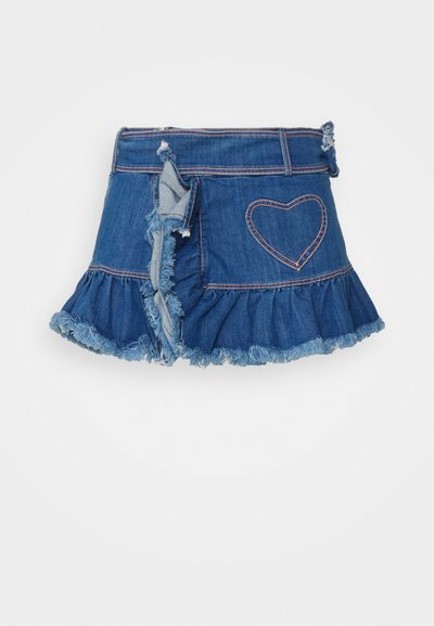 REAMEREI FRINGED MINI UNISEX - Denim skirt - blue denim
