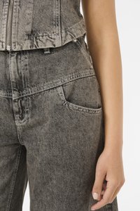 Gestuz JOSIE BARREL - Wide Leg - greige denim wash