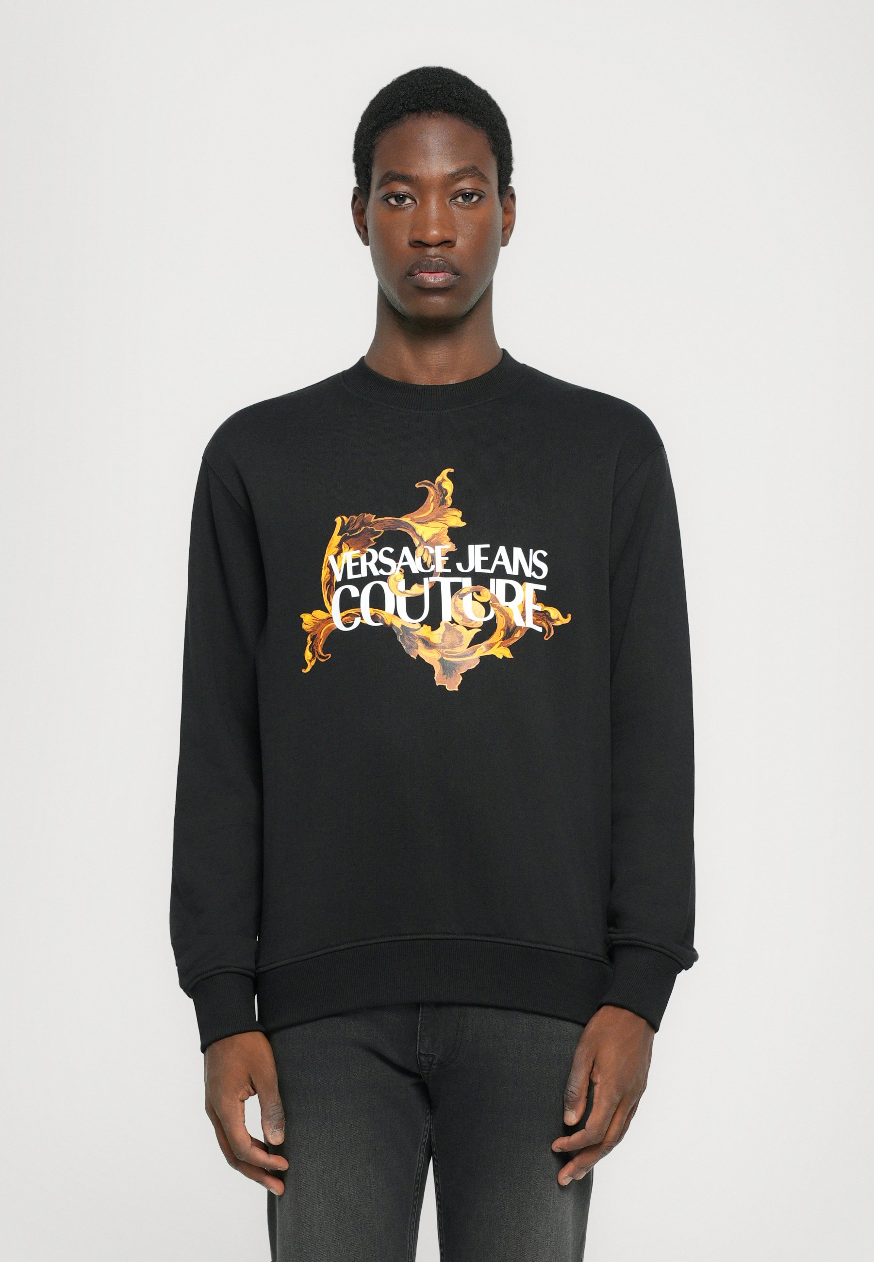 Versace Jeans Couture LOGO BAROQUE - Sweatshirt - black/gold