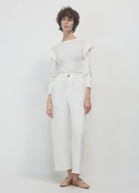 Calliope TRAFORATA CON VOLANTS - Strickpullover - bianco lana