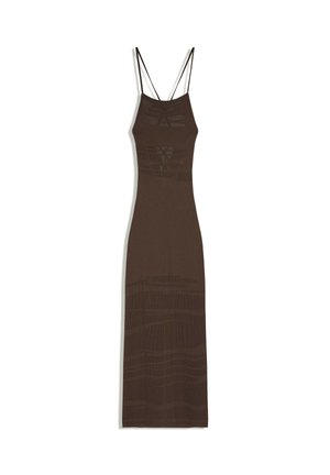 Bershka, MIDI OPEN-BACK DRESS - Robe longue - dark brown
