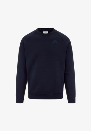 Felpa navy, realizzata in tessuto morbido, presenta un collo rotondo, maniche raglan lunghe e un piccolo logo tonale sulla parte superiore del petto.