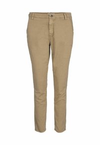 Khaki broek met een slim fit, gemaakt van een katoenmix, met een sluiting met knoop en ritssluiting aan de voorkant, en standaardzakken.