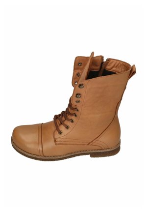 Lace-up ankle boots - cognac