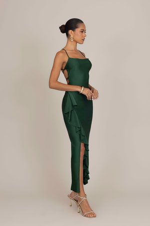 WEDDING GRACE RUFFLE - Robe en jersey - forest green