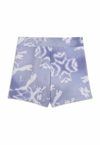 Shorts bleu clair avec un motif abstrait blanc. Fabriqués en tissu doux, conçus avec une taille mi-haute et une coupe élégante.