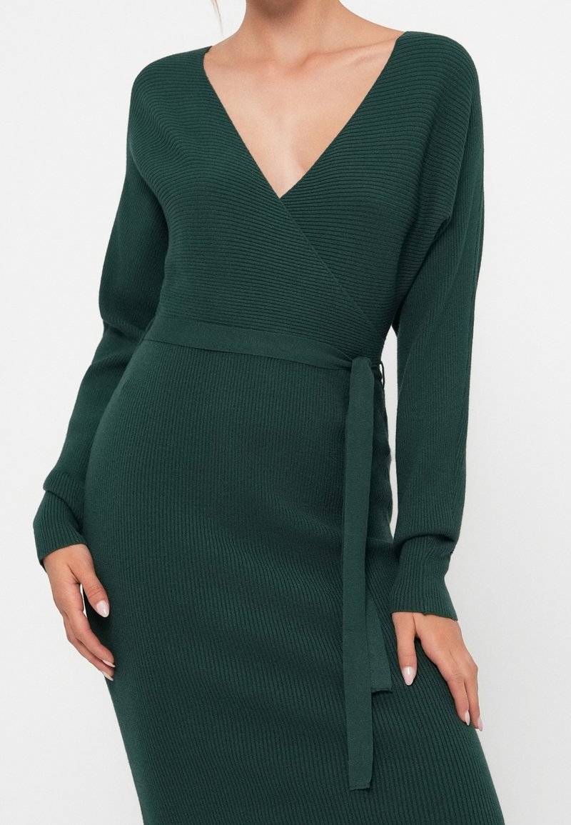 slim fit dress slacks Knit Wrap Midi Dress