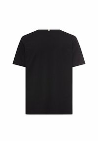 Sort kortærmet T-shirt med rund halsudskæring, vist fra ryggen på en hvid baggrund.