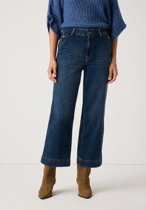 VERKÜRZTE, WEITE  - Wide Leg - dark blue denim