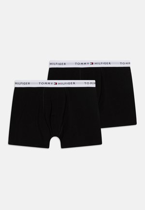 Boxers noirs en coton avec une taille élastique blanche arborant le logo "TOMMY HILFIGER". Deux paires incluses.