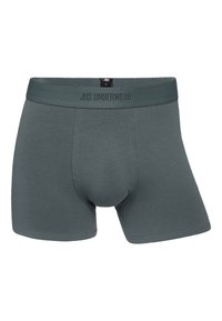 Šedé boxerky s hladkým povrchem, vybavené pohodlným elastickým pasem s vyraženým nápisem "JBS UNDERWEAR". Střední délka.
