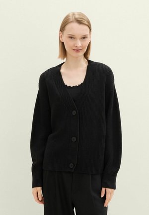 TOM TAILOR DENIM V NECK CARDIGAN - Strickjacke - deep black