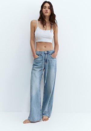 PULL&BEAR DRAWSTRING - BAGGY - Blugi loose fit - light blue