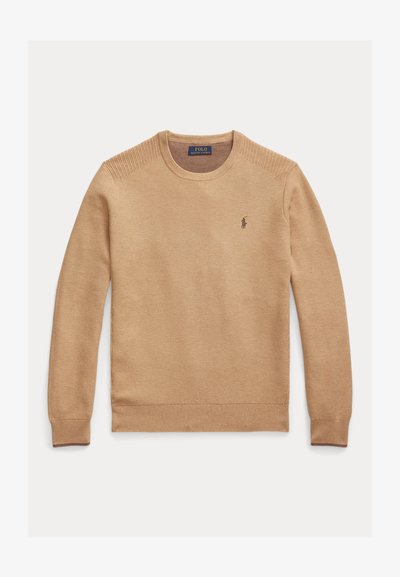 Polo Ralph Lauren MESH KNIT COTTON CREWNECK JUMPER - Pullover - camel melange
