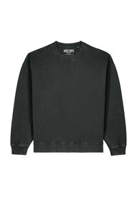 Sudadera negra de algodón, con cuello redondo y mangas largas. Textura suave y puños y dobladillo acanalados. Marca en el cuello.