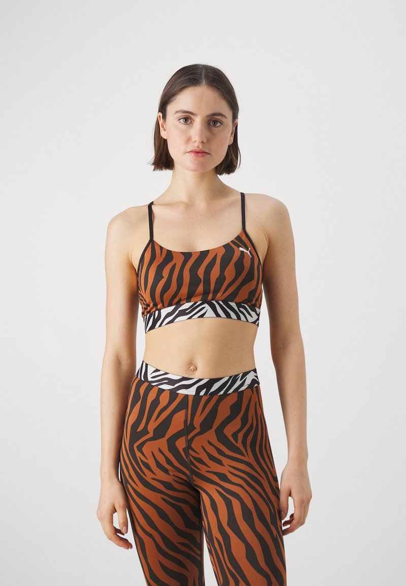Puma MOVE ANIMAL REMIX BRA - Športni modrček z rahlo podporo - teak