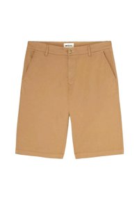 Pantaloni corti color khaki realizzati in cotone misto, con chiusura a bottone, due tasche laterali e orlo all'altezza delle ginocchia.