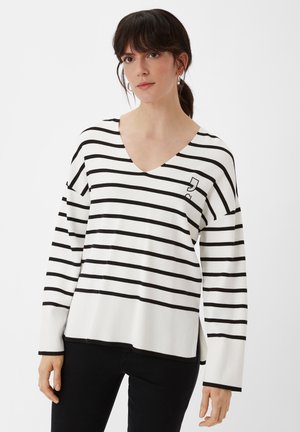 comma casual identity GESTREIFTER - Jumper - schwarz