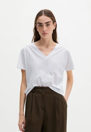 Marc O'Polo, T-SHIRT, SHORT SLEEVE, V NECK - T-shirt basic - white