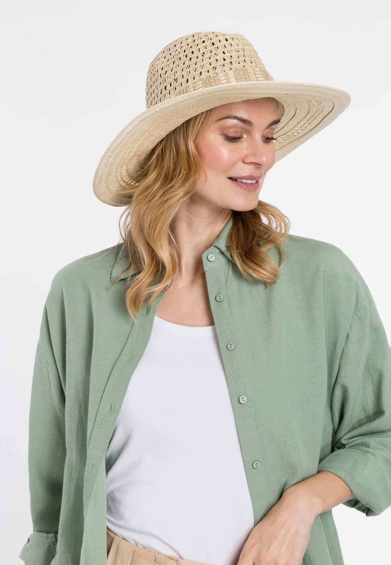 COR Cappello estivo Fedora in lino con tesa larga da 59 cm