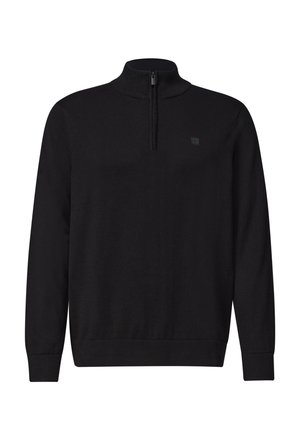 Street One MEN, BASIC PULLOVER MIT TROYERKRAGEN - Strickpullover - black