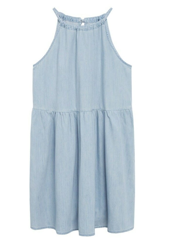 mango soft denim dress Mango draped one shoulder denim look midaxi dress with side slit in blue