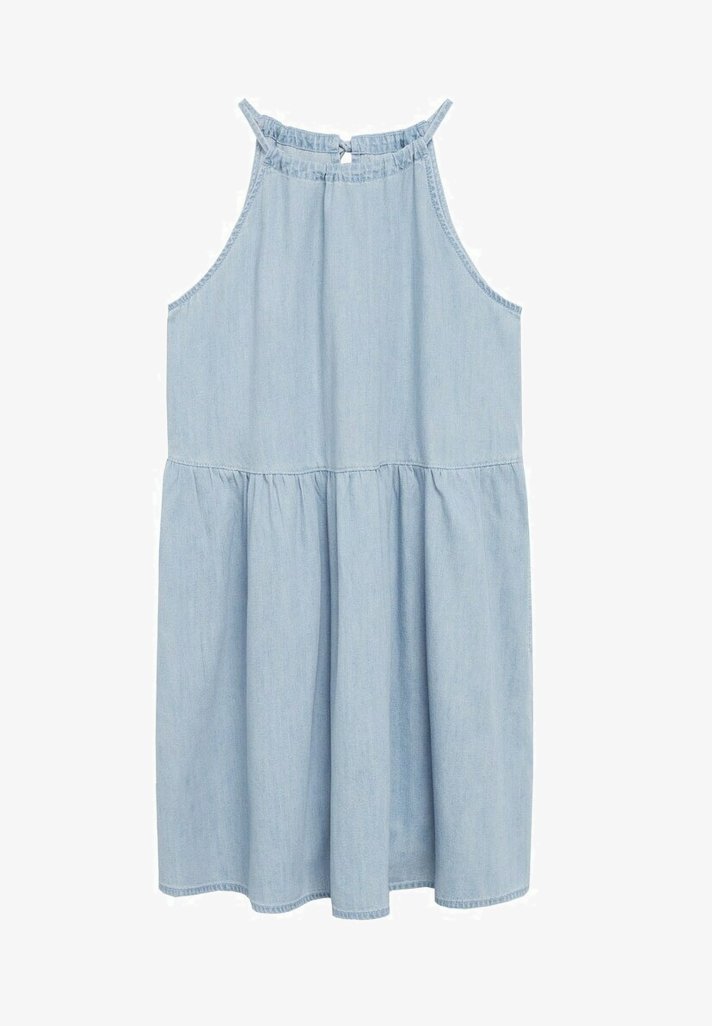 mango soft denim dress Mango draped one shoulder denim look midaxi dress with side slit in blue