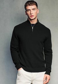 Next ZIP NECK - Strickpullover - black