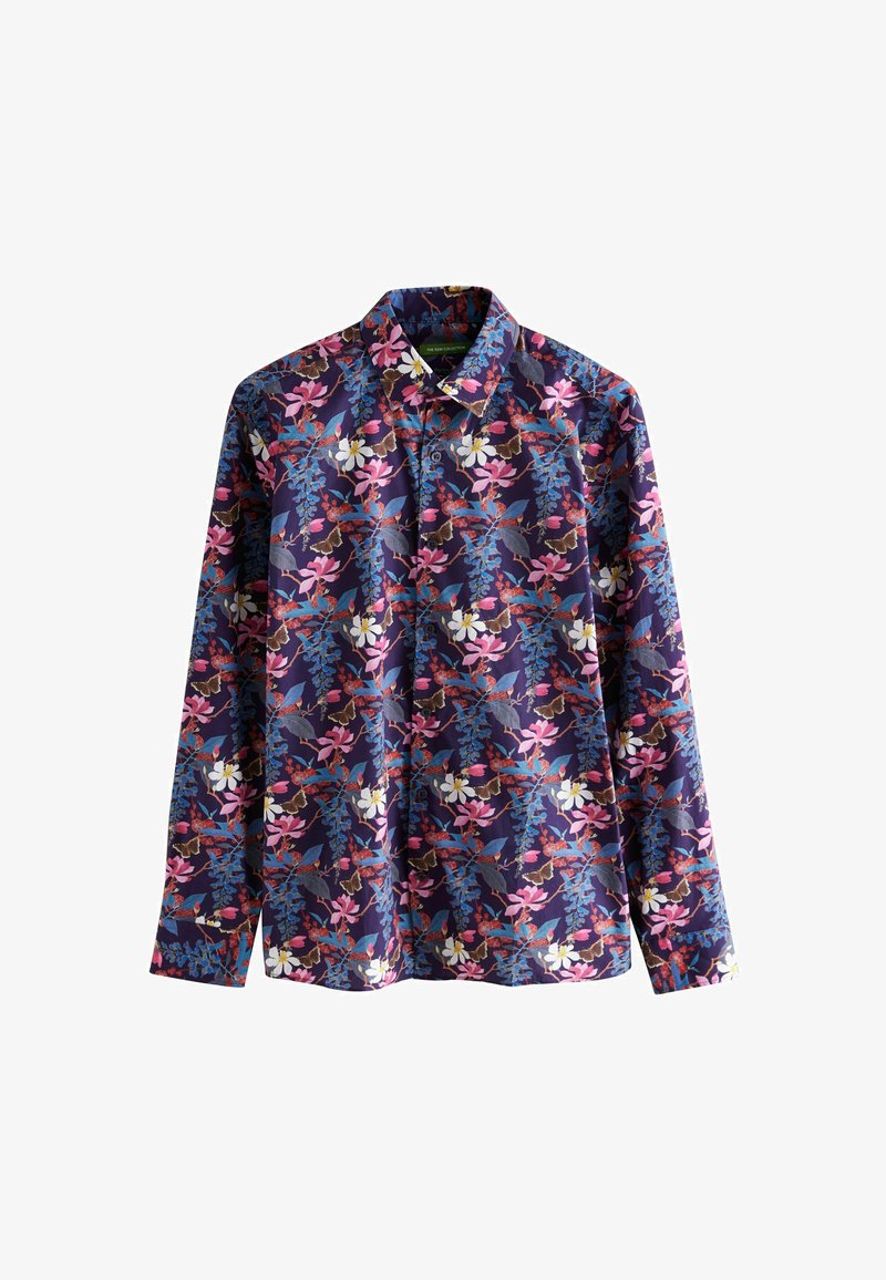 Next REGULAR FIT KEW COLLECTION FLORAL LONG SLEEVE SINGLE CUFF - Camisa - dark purple