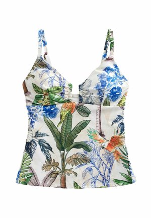 Bikinitop - cream navy parrot print