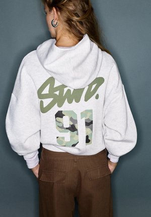 PULL&BEAR, STWD PRINT - HOODIE - Sweat à capuche - light grey