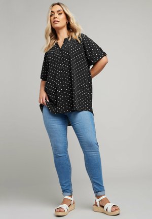 ABSTRACT SHORT SLEEVE - Blouse - black
