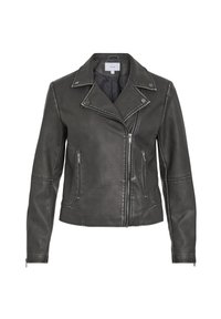 VILA VICARA WASHED COATED JACKET - Imitert skinnjakke - black