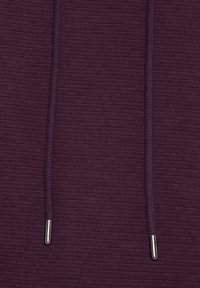 Lila strukturierter Stoff mit vertikalen Rippungen; ausgestattet mit zwei Zugbändern mit metallischen Enden.