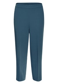 Teal, elastische taillebroek met een recht gesneden ontwerp. Gemaakt van lichtgewicht stof, zonder zichtbare patronen of hardware.