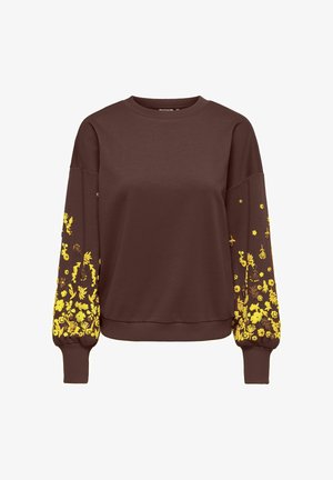 ONLY, ONLBROOKE L/S O-NECK FLOWER SWT NOOS - Sweatshirt - chocolate martini